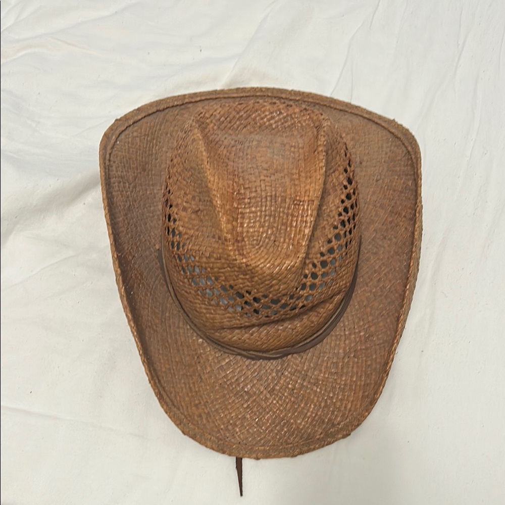Brown Straw Cowboy Hat with Ventilated Crown